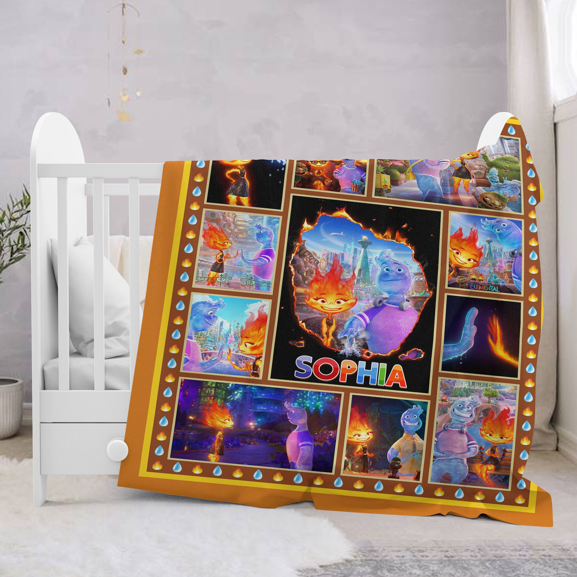 Personalized Water And Fire Movie Blanket, Characters Blanket, Water And Fire Blanket Chirstmas Gift