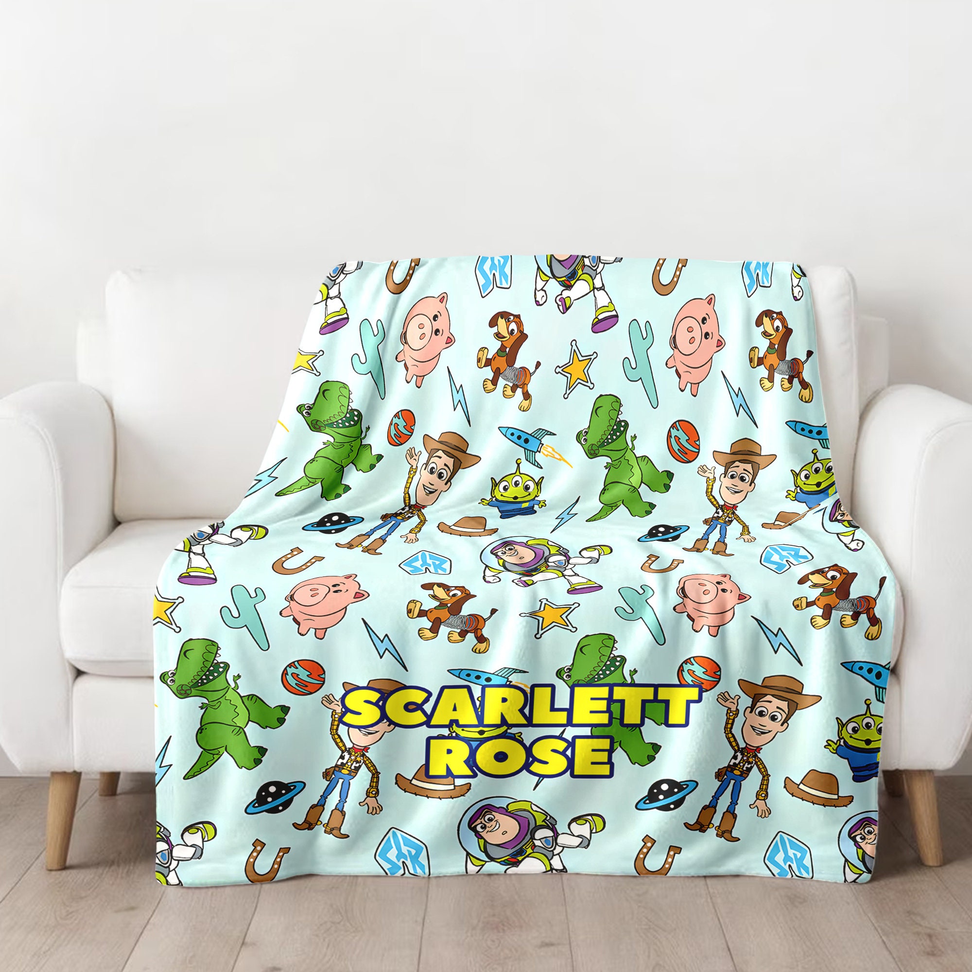 Personalized Toy Movie Blanket, Characters Blanket, Toy Movie Blanket Christmas Gift