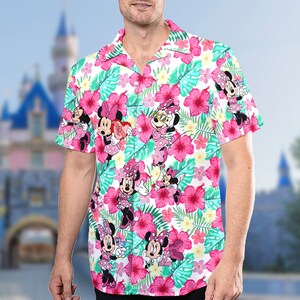 Minnie Mouse Floral Pink Girl Hawaiian Shirt, Minnie Mouse 3D All Over Printed Shirt, Minnie Mouse Button Up, Summer Vacation Tee image 4