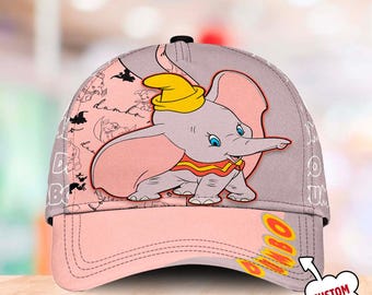 Grey Elephant Oversized Ears Classic Cap, Grey Elephant Animated Movie Character Baseball Cap, Summer Trip Hat, Gift For Kid And Adult