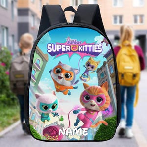 Personalize Bitsy Ginny Niche pack, Superkitties Bottle, Sparks Buddy Lunch Bag, Custom Name  , Cartoon Movie  Bag