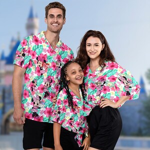 Minnie Mouse Floral Pink Girl Hawaiian Shirt, Minnie Mouse 3D All Over Printed Shirt, Minnie Mouse Button Up, Summer Vacation Tee image 3