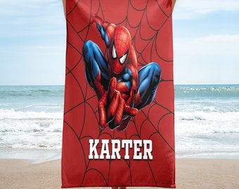 Personalized Family Spider Beach Towels, Spider Hero Towel Gift For Kids , Spider Birthday Theme Party, Superhero Gift For Kids, Beach Towel