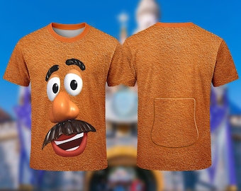 Camiseta con la cabeza del Sr. Papa para hombre, camiseta 3D de disfraz de juguete de papa para cosplay, camiseta de San Valentín de Toy Land para él, camiseta de disfraz de Halloween para grupo familiar