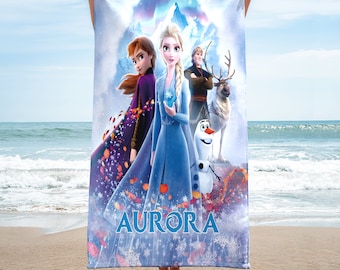 Personalized Princess Movie Towel, Characters Beach Towel, Cartoon Movie Summer Vacation Gift, Princess Towel, Princess Cruise Towel