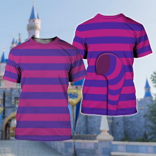 Chemise d'Halloween 3D chat rayé bleu violet, t-shirt de groupe familial de costume d'Halloween, t-shirt de costume de cosplay de personnage de chat mystérieux