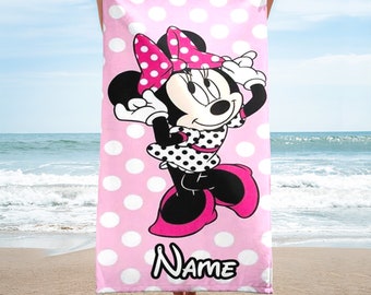 Personalized Mouse Beach Towels, Cute Pink Mouse Bath Pool Towel, Mouse Summer Vibe Towel, Family Trip Beach Towel, Magic Kingdom Gift