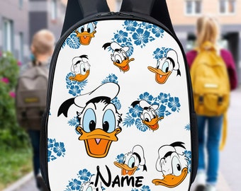 Personaliseer eend bloemen tropische rugzak, eend cartoon fles, eend bloem lunchtas, cartoon 3D all-over print tas, terug naar school cadeau c