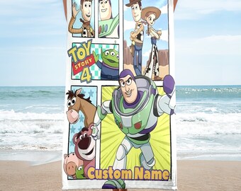 Toy Movie Beach Towels, Cute Toy Characters Beach Towels, Magic World Beach Towel, Toy Movie Beach Towel, Cartoon Beach Towel Gift