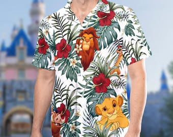 Disney The Lion King Hawaiian Shirt, Simba, Nala, Pumbaa Animal Kingdom Safari Hawaii Shirt, Lion All Over Print Shirt, Tropical Family Tee