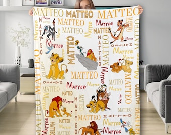 Manta personalizada con diseño de león en acuarela, manta personalizada para bebé, regalo de cumpleaños de león, manta polar con nombres de Magic Kingdom
