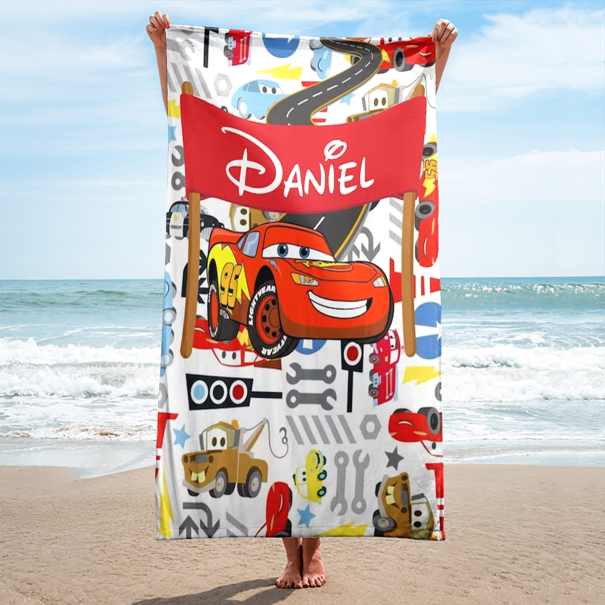 Personalized Car World Beach Towels Custom Name Red Racing Car Beach Towel Red Car and Friends Towel Car Racing Lover Movie Towel Etsy