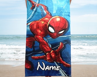 Custom Super Hero Beach Towels, Red Spider Beach Towel, Cartoon Towel Gift For Family, Superhero Pool Towel, Movie Summer Vacation Towel