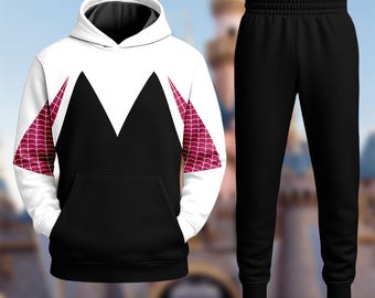 Spider Heroine Halloween Costume Hoodie, Gwen Stacy Cosplay Costume Sweatshirt, 3D Halloween Party Outfit, Super Hero All Over Print Hoodie