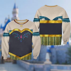 Anna Frozen Halloween Costume Hoodie, Anna Cosplay Costume Sweatshirt, Frozen Cartoon Princess Costume 3D Sweatshirt , All Over Print Outfit image 3