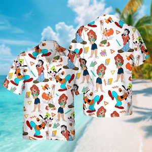Disney A Goofy Movie Hawaiian Shirt, Roxanne Max Goof Powerline Bobby Zimmeruski Button Up, Goofy Hawaii Tee, Birthday Gift For Kid, Adult