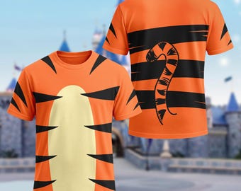 Disney Tigger Cosplay Costume 3D T-Shirt, Winnie the Pooh Halloween Costume Family Matching Group Hoodie, Tigger Running Shirt, Birthday Tee