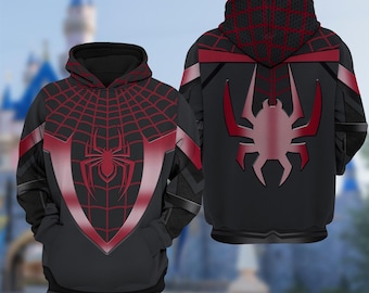 Miles Morales 3D Adult T-shirt Hoodie, Spiderman Cosplay Costume Hoodie, Miles Morales Halloween Costume Shirt, Superhero Hoodie