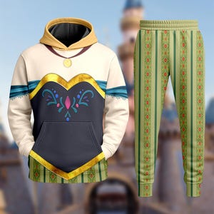 Anna Frozen Halloween Costume Hoodie, Anna Cosplay Costume Sweatshirt, Frozen Cartoon Princess Costume 3D Sweatshirt , All Over Print Outfit image 1