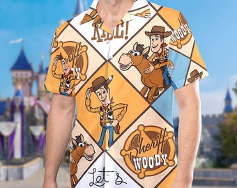 Toy Story Hawaiian Shirt, Toy Story Hawaii Tee, Pixar Woody Button Up, Woody Toy Story All Over Print Shirt, Birthday Gift For Kid