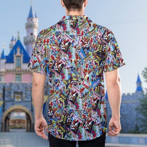 Spiderman Thor Hulk Iron Man Captain America Wolverine Hawaiian Shirt, Superhero Characters Button Up, Super Hero Trip Hawaii Tee 画像 2
