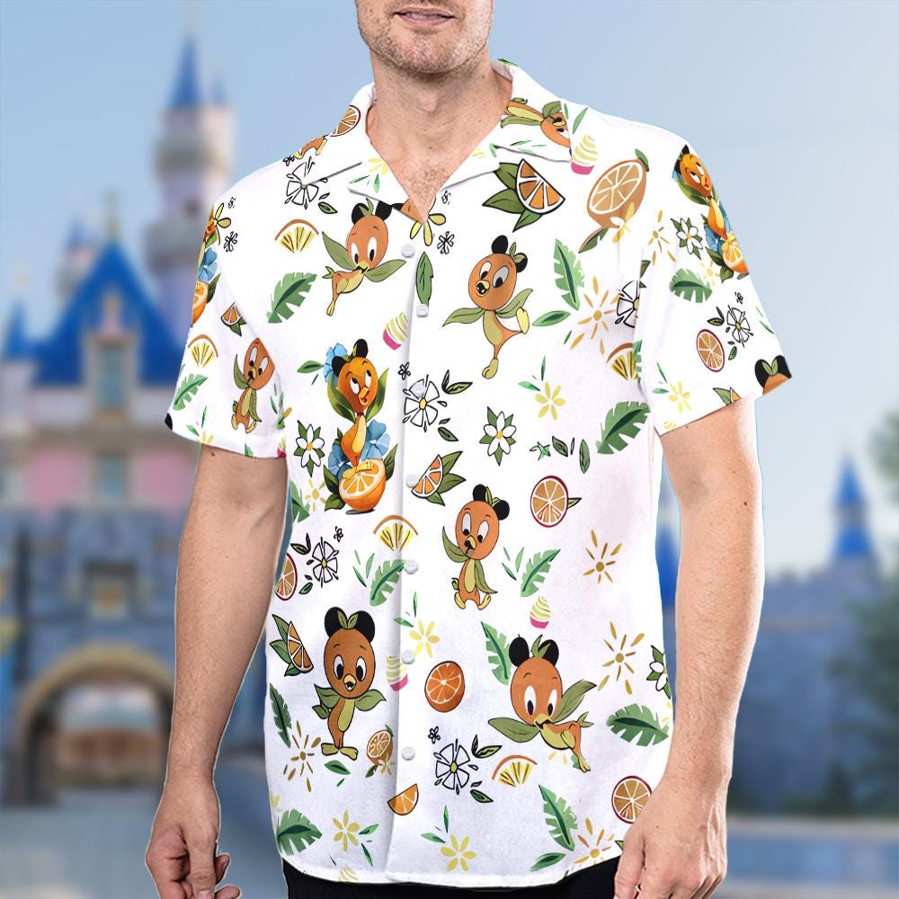 Disney Orange Bird Hawaiian Beach Shirt, Epcot Button Up Shirt Holiday, Magic Kingdom Hawaiian Shirt, Orange Bird 3D All Over Print Shirt