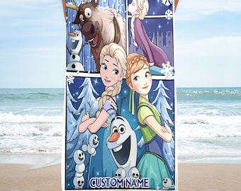 Ice Princess Beach Towels, Princess Characters Beach Towels, Magic World Beach Towel, Princess Beach Towel, Cartoon Beach Towel Gift