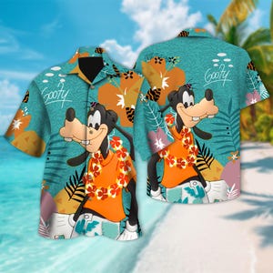 Disney Goofy Dog Hawaiian Shirt, Goofy Movie Button Up Shirt Holiday, Dog Hawaiian Shirt, Goofy Cartoon Movie 3D All Over Print Shirt