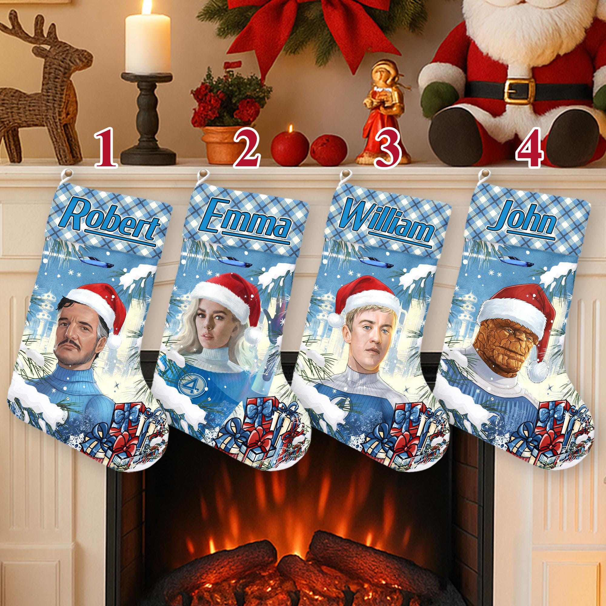 Discover Personalize Disney Fantastic Four First Step Stocking, Custom Name Fantastic Four Stockings, Disney Marvel Costume Sock, Christmas Decor