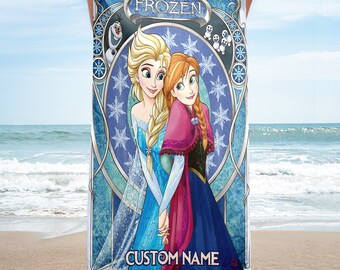 Sisters Beach Towels, Ice Princess Beach Towels, Magic World Beach Towel, Princess Movie Beach Towel, Cartoon Movie Beach Towel Gift