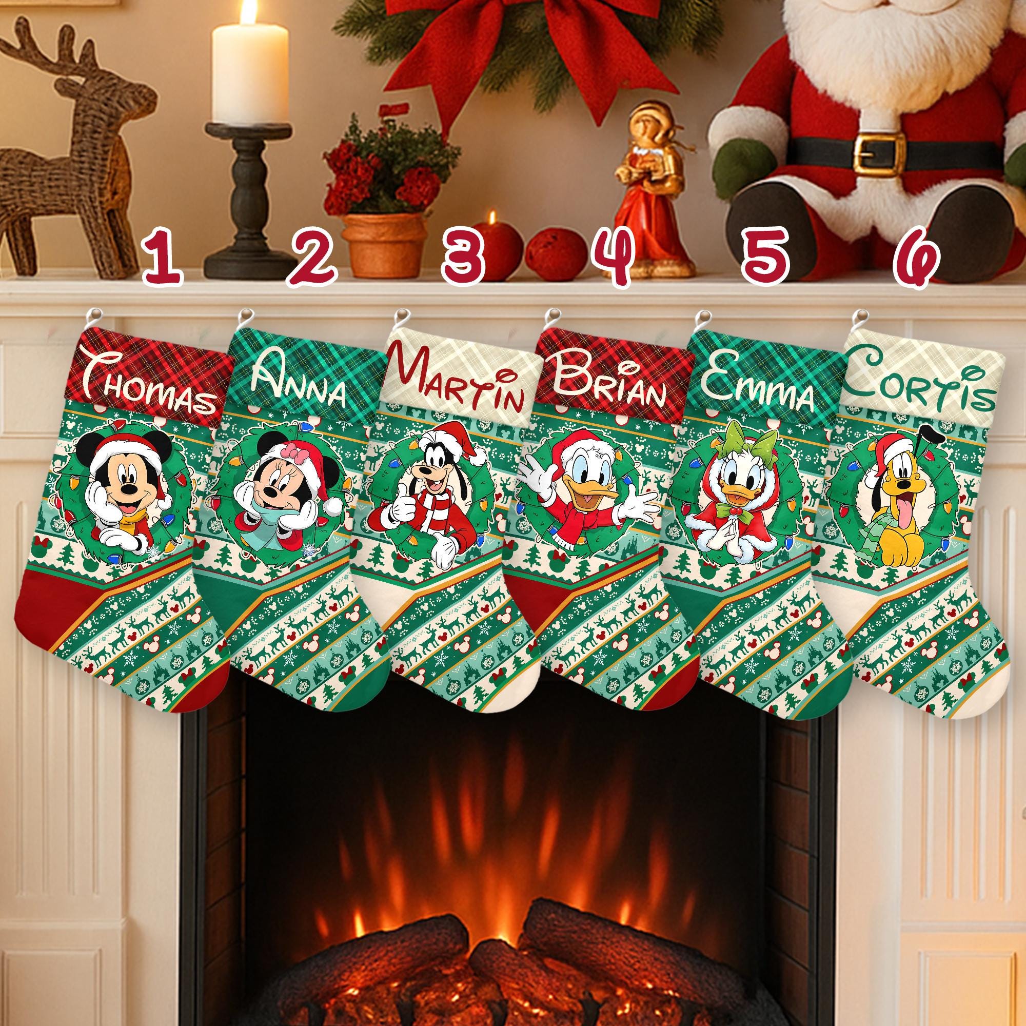 Discover Personalized Disney Mickey and Friends Xmas Stocking,  Disney Christmas Stockings, Custom Family  Name Mickey Christmas Sock Home Decoration