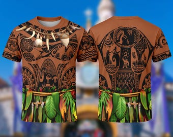 Disney Maui Moana Shirt, Maui Men Cosplay Costume T-Shirt, Tattoo Cosplay, Father Birthday Gift, Maui Disneyland Halloween Matching Cosplay