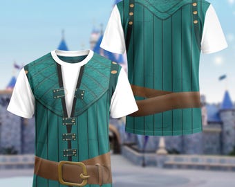 Disfraz de Disney Flynn Rider para cosplay (camiseta 3D), disfraz de Rapunzel Enredados para Halloween, camiseta a juego para grupo familiar, disfraz de cosplay para hombre.