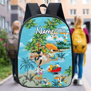 Sac à dos à personnaliser avec souris et amis, sac à lunch Aloha sur le thème d'un couple de canards, bouteille avec personnages de dessins animés