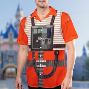 Orange Pilot Hawaii Beach Shirt, Space Movie Button Up Shirt, Galaxy Hawaiian Shirt, Space Shirt Gift, Characters 3D All Over Print Shirt