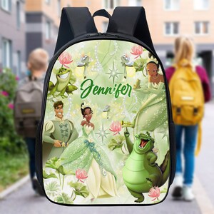 Personalized Watercolor Frog Princess Backpack, Frog Prince Bottle, Magic World Lunch Bag, Frog Cartoon School Bag, School Gift For Kids