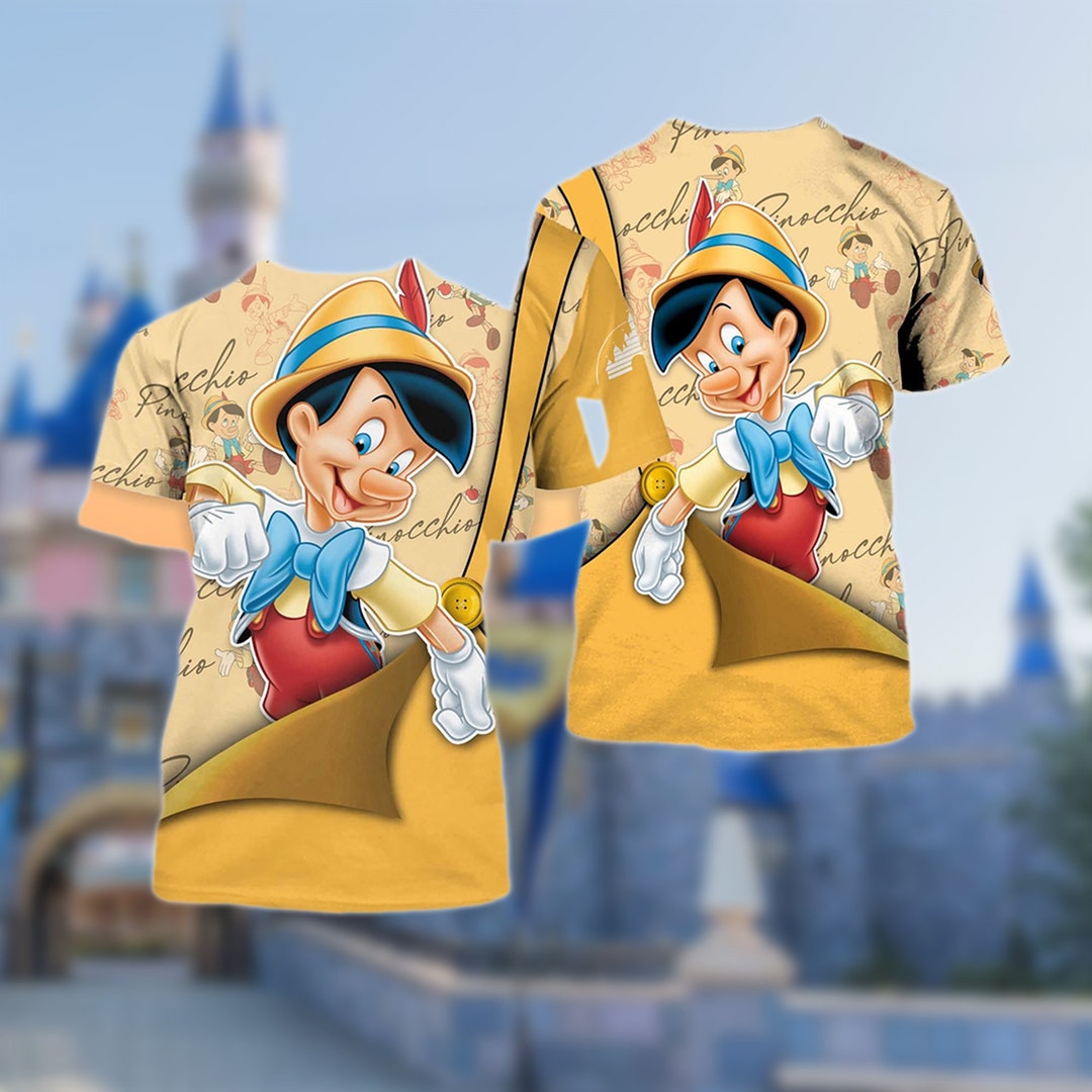 Pattern For Pinocchio Overalls Pinocchio Yellow Golden Button Overalls Patterns 3D T-shirt, Cartoon ...
