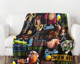 Personalized Cartoon Movie Blanket, Toy Characters Blanket, Magic World Blanket Christmas Gift, Toy Fleece Blanket, Cartoon Quilt