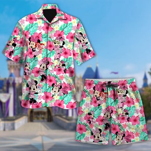 Minnie Mouse Floral Pink Girl Hawaiian Shirt, Minnie Mouse 3D All Over Printed Shirt, Minnie Mouse Button Up, Summer Vacation Tee image 6