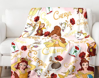 Personalized Princess Blanket, Custom Name Baby Girl Blanket, Princess Birthday Girl Gift, Tale as Old as Time Fleece Blanket