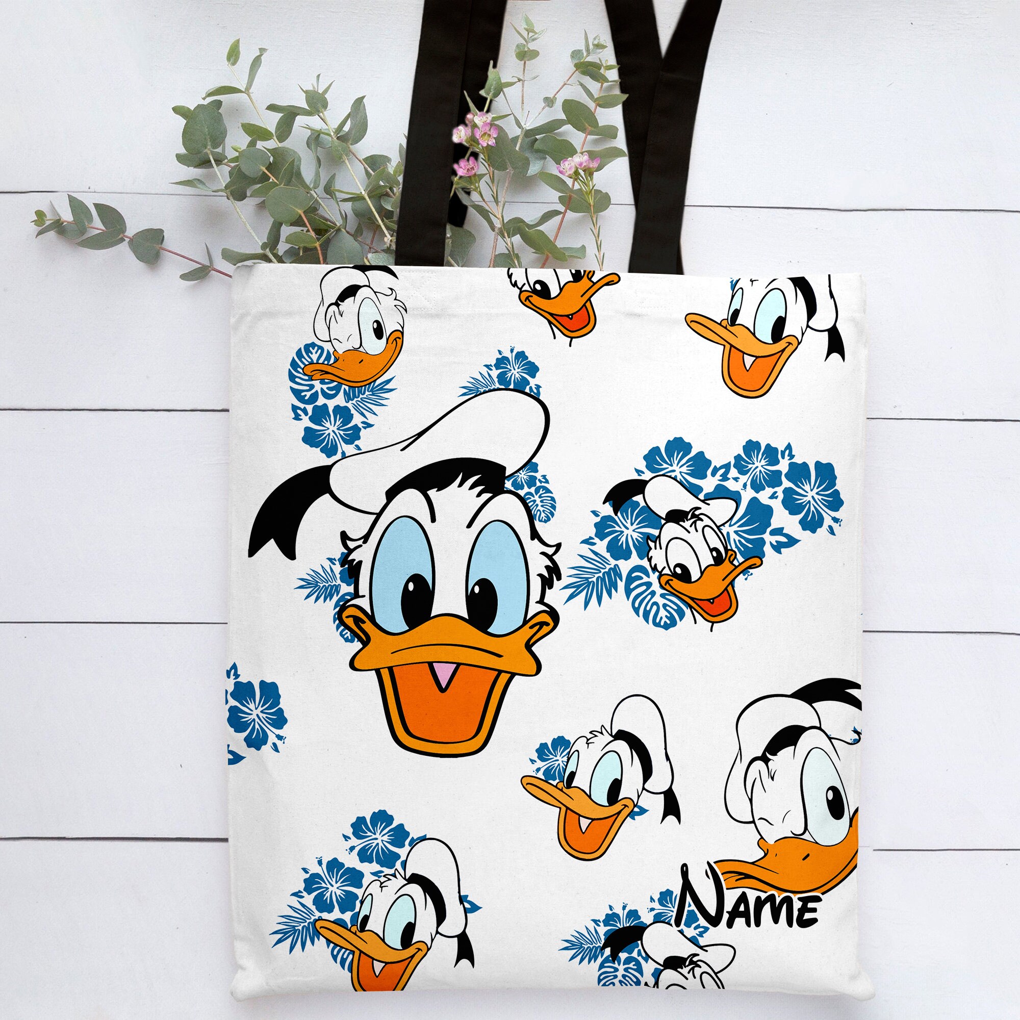 Personalize Donald Duck Tote Bag, Donald Duck Summer Vacation 