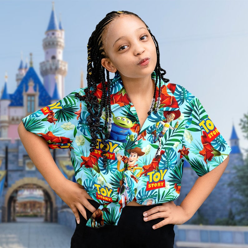 Disney Toy Story Button Up, Woody Buzz Lightyear Jessie Alien 3D Hawaiian Shirt, Toy Story Hawaii Shirt, Magic Kingdom Toy Story Floral Tee image 3