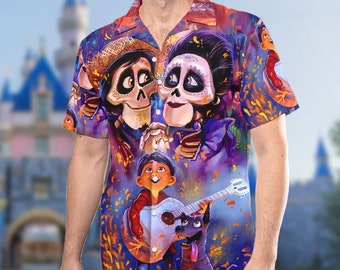 Coco Family Hawaii Shirt, Miguel Mamá Rivera, Tíos Music Cartoon Hawaiian Shirt, Magic Kingdom Musical Button Up Birthday Gift