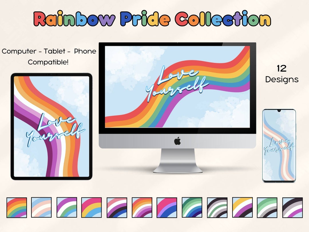 Love Yourself LGBTQ+ Rainbow Pride Wallpaper Bundle | Iphone/android ...