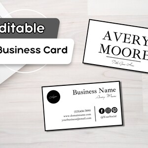 Editable Business Card, Black and White Business Card, Canva Business Card, DIY Business Card, Double-Sided Business Card