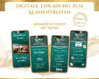 Klassentreffen Einladung | animiertes Video mit Musik  | digitale Einladung | sofort download | personalisierbar | eCard | Canva Vorlage