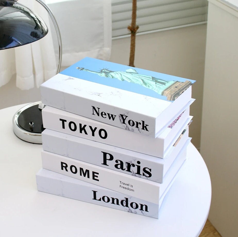 Custom City Decorative Designer Book Stack with Cities, Coffee Table Books,  Bookcase Book Stack Décor, Decorative Books, Designer Books