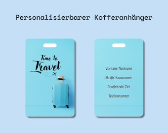 Personalisierbarer Kofferanhänger für den Urlaub, Personalisierter Gepäckanhänger für die Reise als personalisiertes Geschenk zu Weihnachten