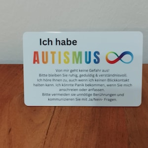 Autism Emergency Card / Emergency ID - Personalizable plastic card in credit card format - Information and contacts for emergencies image 2