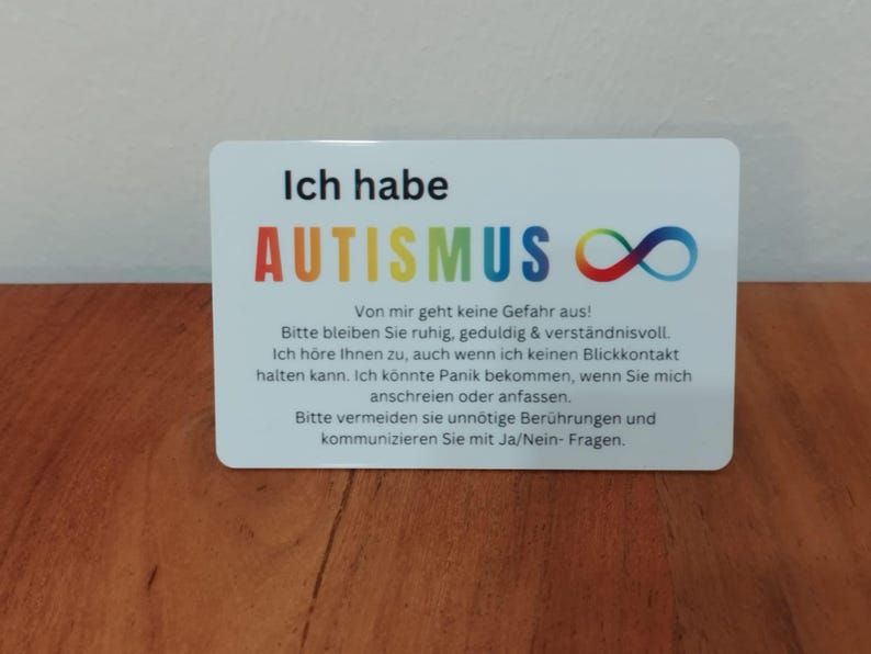 Autism Emergency Card / Emergency ID - Personalizable plastic card in credit card format - Information and contacts for emergencies image 2